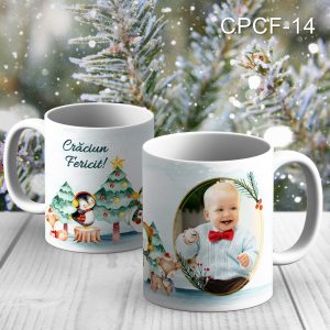 Cana personalizata cu foto de Craciun - CPCF-14